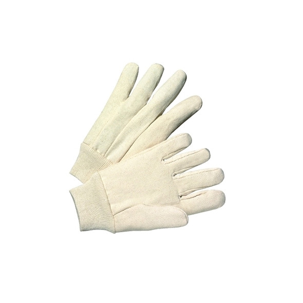 Premium Grade Cotton Canvas Single-Palm Gloves, Knit Wrist, Natural, Large Pack of 12