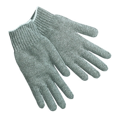 Knit Gloves, Large, Hemmed, Heavy Weight, Gray Pack of 12