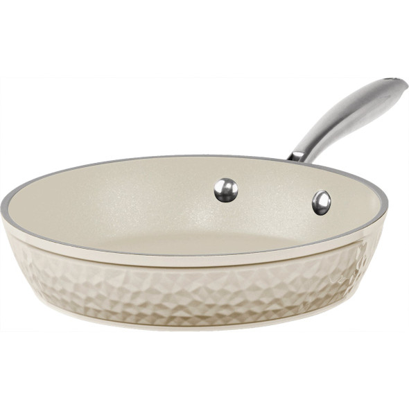 Gotham Steel 10 In. Hammered Cream Collection Fry Pan With Lid 1558