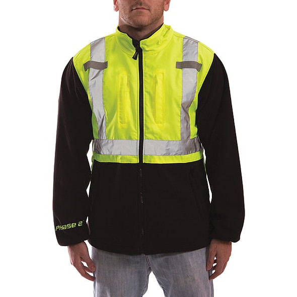 High Visibility Fleece Liner/Jacket, Polyester, Class 2 R, Green/Yellow, 4XL