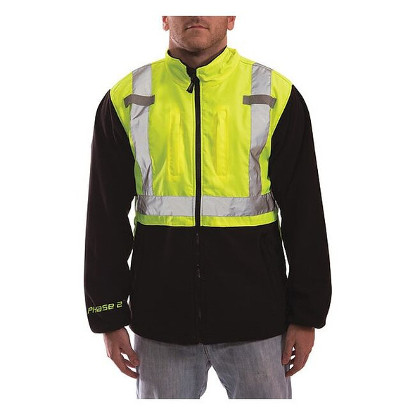 High Visibility Fleece Liner/Jacket, Polyester, Class 2 R, Green/Yellow, 4XL