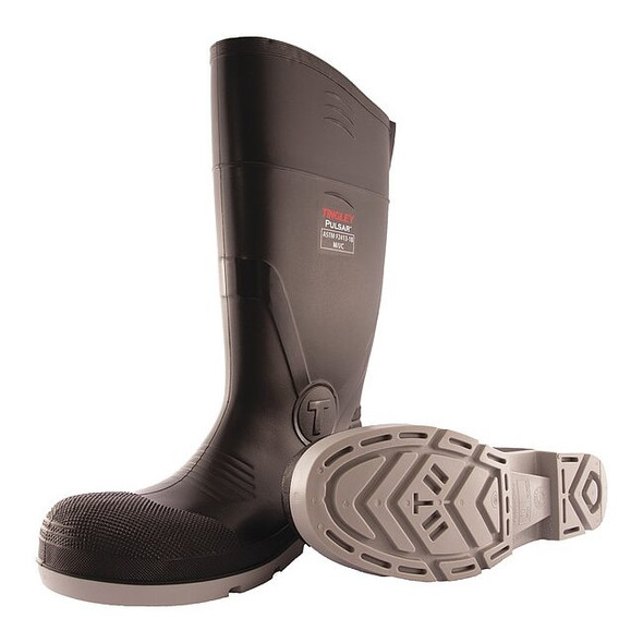Tingley Men's Pulsar Tall Rubber Boots, Plain Toe, 15 in Height, Black, 7 43151