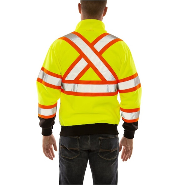 Unisex High Visibility Sweatshirt, Polyester, zipper, Black-Green, XL  S78122C