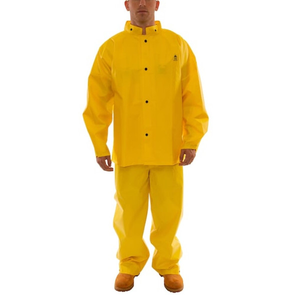 Rain Suit, Heavy Duty PVC, 10.5 mil Thick, Snap-On (Included), Yellow, 2XL  S56307 XXL