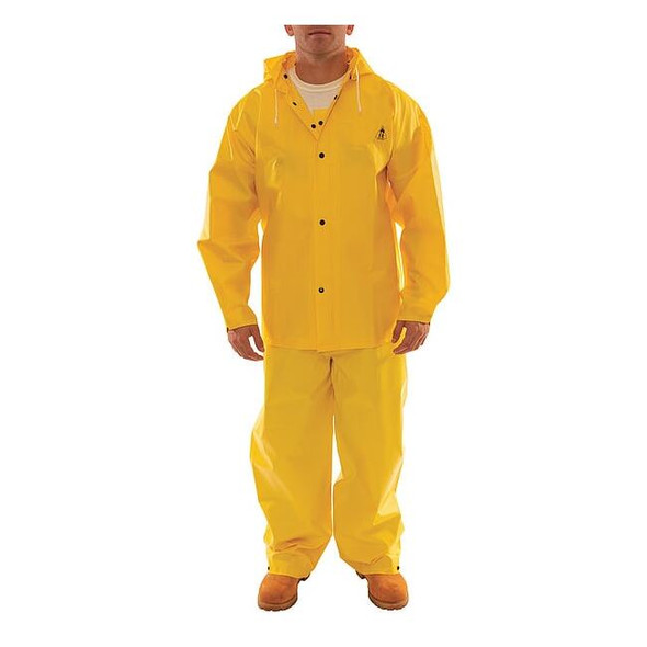 Rain Suit, Heavy Duty PVC, 10.5 mil Thick, Snap-On (Included), Yellow, XL