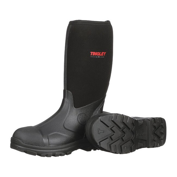 Men's Badger Tall Rubber Boots, Plain Toe, 15 in Height, Black, 9