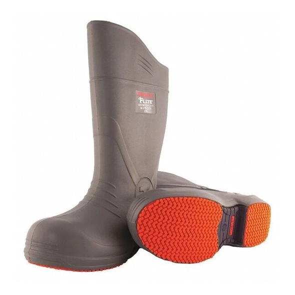 Men's Flite Tall Rubber Boots, Composite Toe, 15 in Height, Gray, 4