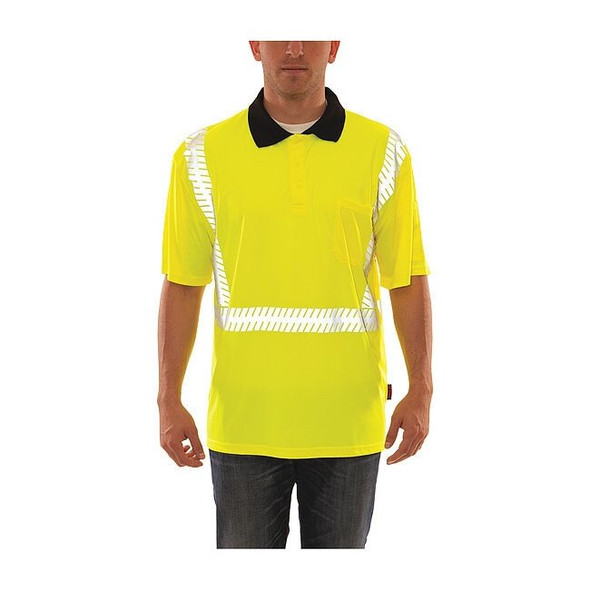 Tingley Men's Polo Shirt, Polyester, Pullover, Green/Yellow, L S74022.LG