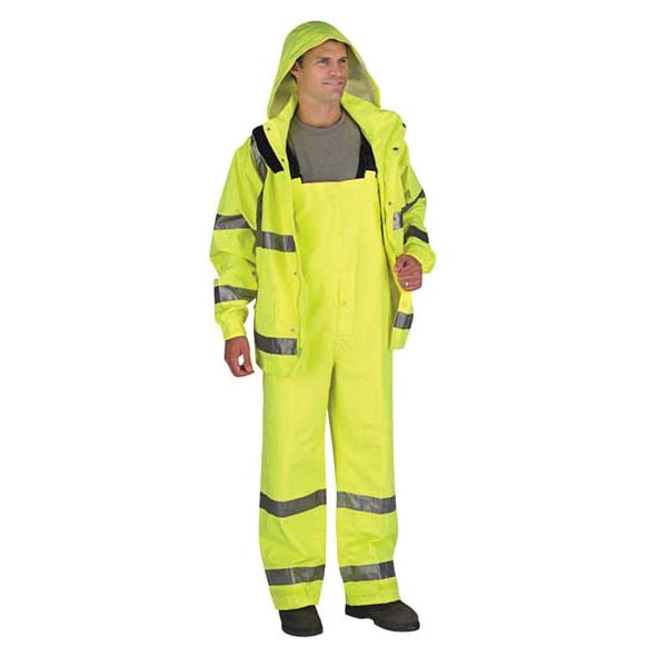 Tingley High Visibility Rain Jacket with hood, Polyester, Class 3 R, Green/Yellow, 5XL J24122