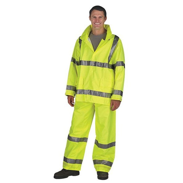 Tingley High Visibility Rain Jacket with Hood, Polyester, Class 3 R, Green/Yellow, M J23122