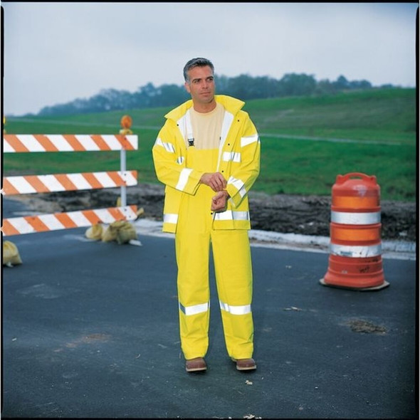 Tingley Flame Resistant Rain Jacket, PVC, Class 3 R, Green-Yellow, 3XL J53122