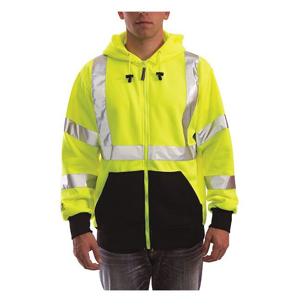 Tingley Hooded Sweatshirt, 3, R, Polyester, Black/Green, L S78122