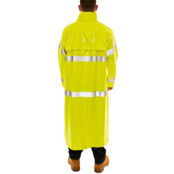 Tingley Flame Resistant Rain Coat, PVC, Class 3 R, Green-Yellow, XL C53122