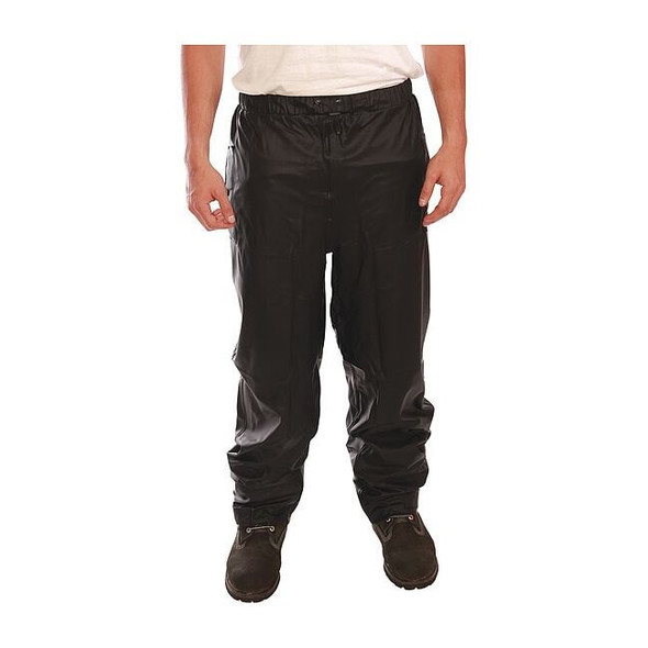 Rain Pants, Polyurethane, 28 in Inseam, Drawstring Closure, Black, Size S