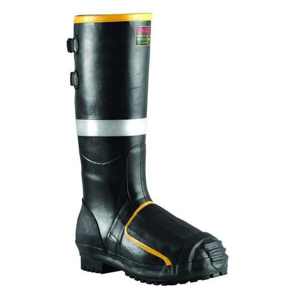 Men's Sigma Tall Rubber Boot w/Met Guard, Steel Toe, 16" Height, Black, 8