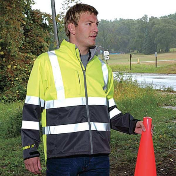Tingley Breathable Rain Jacket, Polyester, Class 3 R, Green/Yellow, M J25022