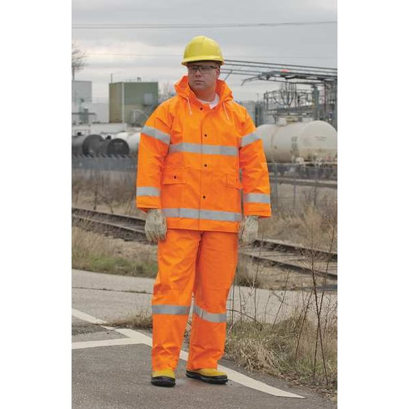 Tingley Flame Resistant Rain Jacket, PVC, Class 3 R, Orange, L J53129