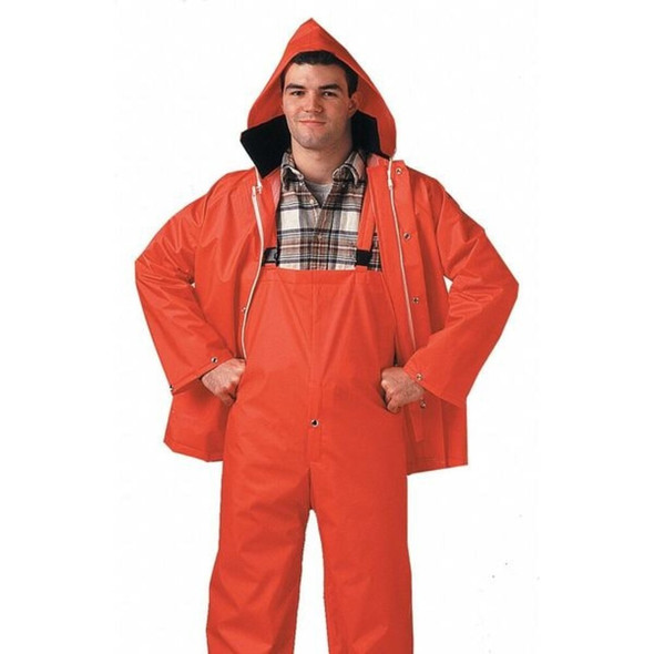 Tingley 2-Piece Rainsuit, PVC, 0.35 mil Thick, Attached, Orange, L S63219