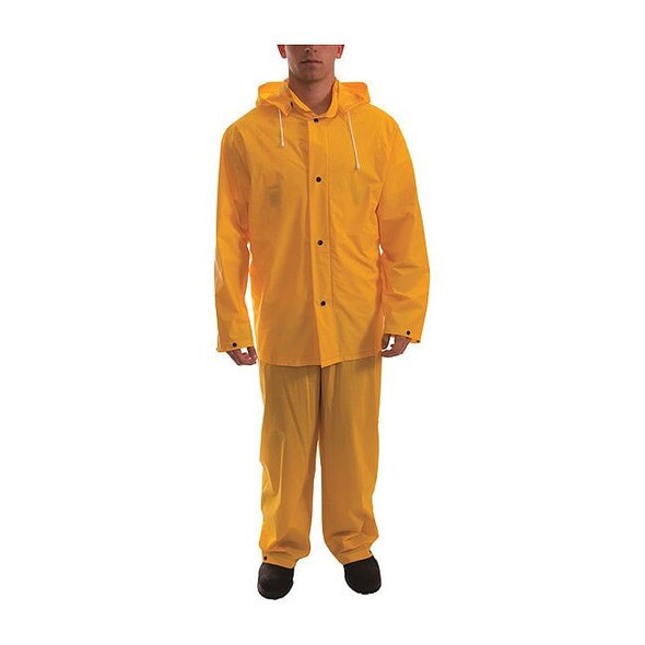 3-Piece Rainsuit w/Detachable Hood, PVC, Bib Overalls, .2mm Thickness, Yellow, M