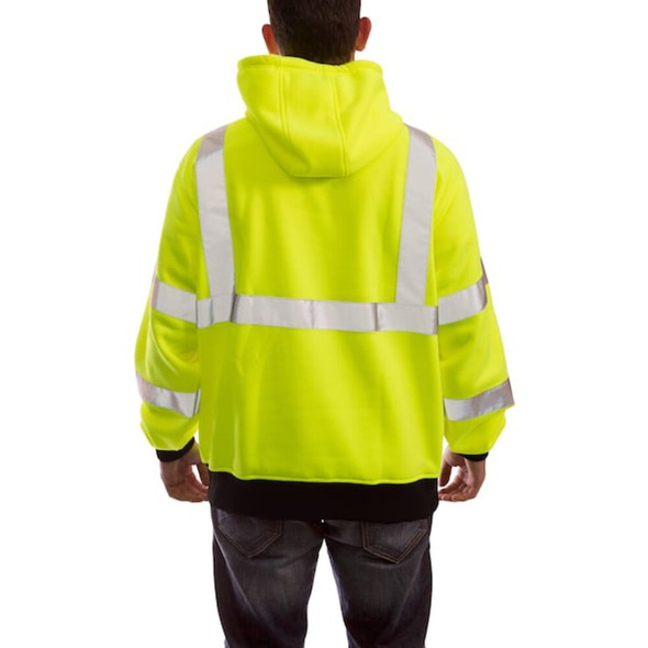 Tingley Hooded Sweatshirt, 3, R, Polyester, Black-Green, 5XL S78322