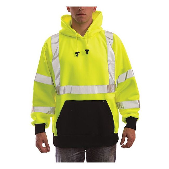 Tingley Hooded Sweatshirt, 3, R, Polyester, Black/Green, 2XL S78322