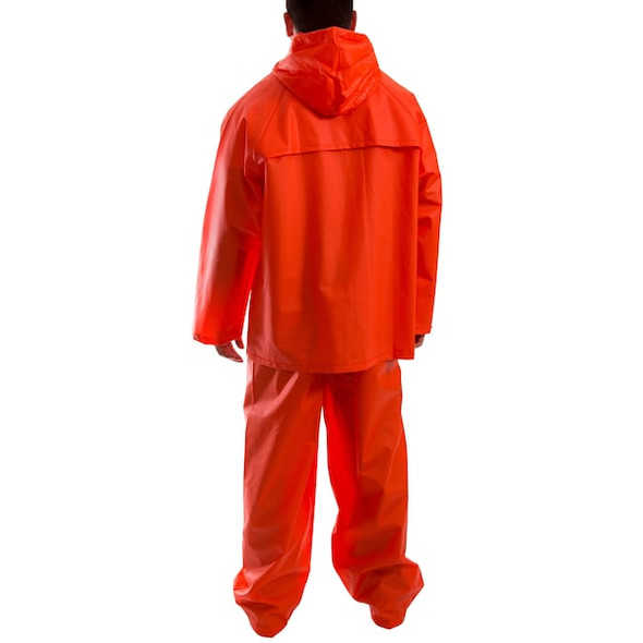 Tingley 2-Piece Rainsuit, PVC, 0.35 mil Thick, Attached, Orange, 2XL S63219