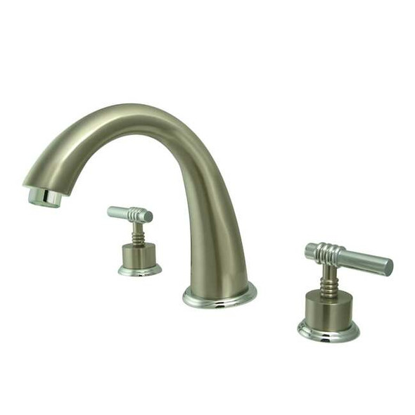 Roman Tub Faucet, Brushed Nickel/Polished Chrome, Deck Mount