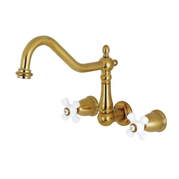 Kingston Brass Roman Tub Faucet, Brushed Brass, Wall Mount KS1027PX