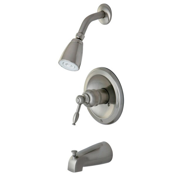 Kingston Brass Tub and Shower Faucet, Brushed Nickel, Wall Mount KB538KL