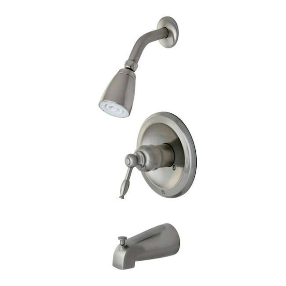 Kingston Brass Tub and Shower Faucet, Brushed Nickel, Wall Mount KB538KL