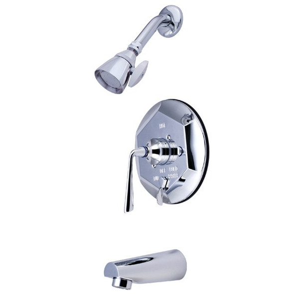 Tub and Shower Faucet, Standard, 3, Wall Mount, Polished Chrome