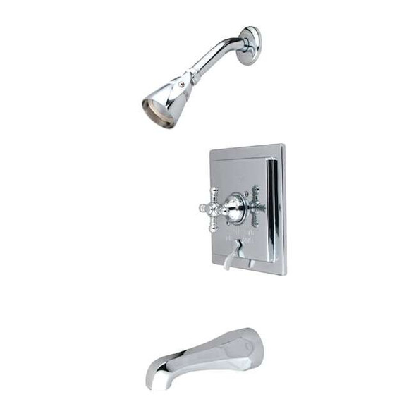 Tub and Shower Faucet, Standard, 3, Wall Mount, Polished Chrome