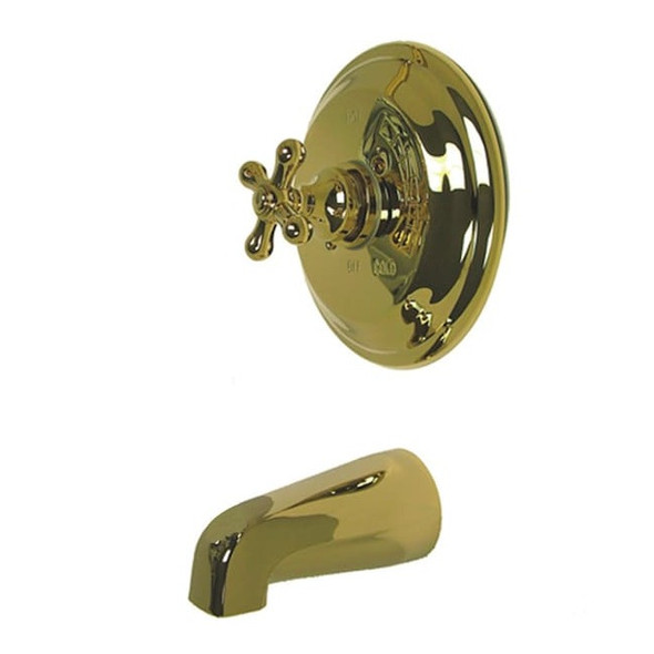 Tub and Shower Faucet, Standard, 2, Wall Mount, Polished Brass