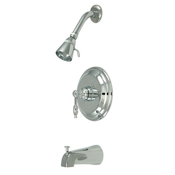 Tub and Shower Faucet, Standard, 3, Wall Mount, Polished Chrome