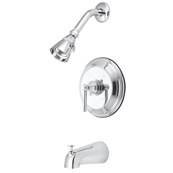 Tub and Shower Faucet, Standard, 3, Wall Mount, Polished Chrome