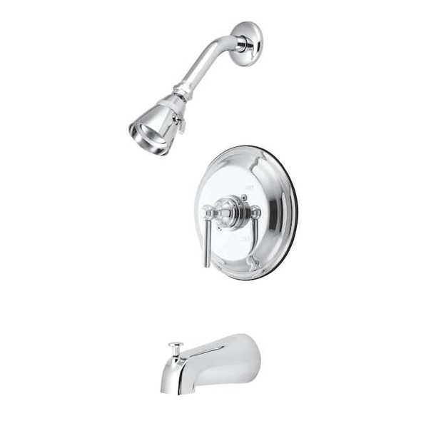 Tub and Shower Faucet, Standard, 3, Wall Mount, Polished Chrome