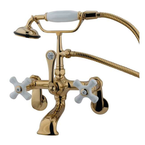 Wall-Mount Clawfoot Tub Faucet, Polished Brass, Tub Wall Mount