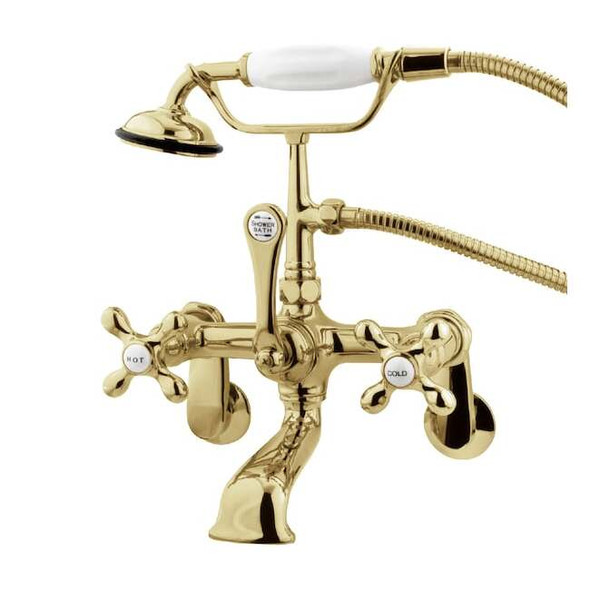 Wall-Mount Clawfoot Tub Faucet, Polished Brass, Tub Wall Mount
