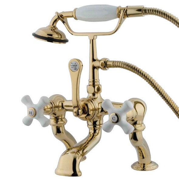 Deck-Mount Clawfoot Tub Faucet, Polished Brass, Deck Mount
