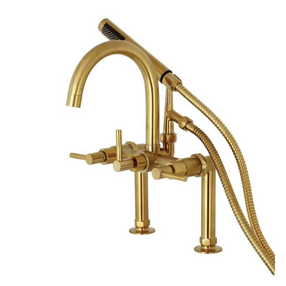 Deck-Mount Clawfoot Tub Faucet, Brushed Brass, Deck Mount