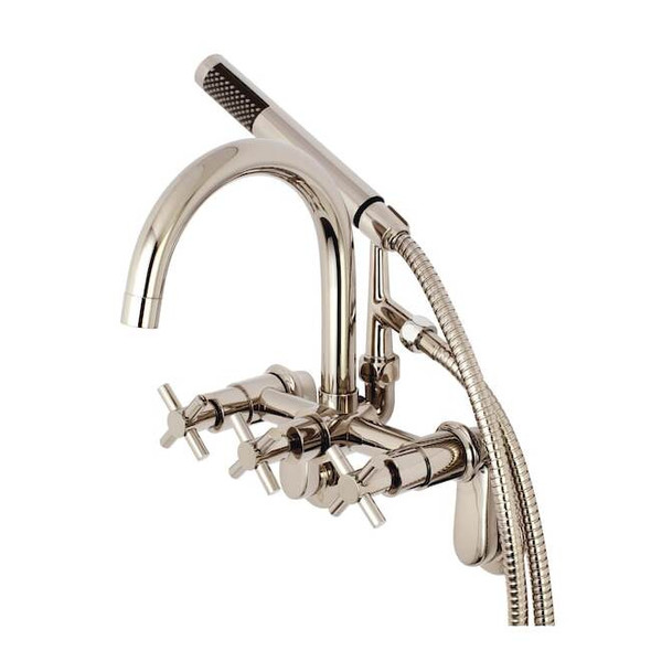 Wall-Mount Clawfoot Tub Faucet, Polished Nickel, Tub Wall Mount