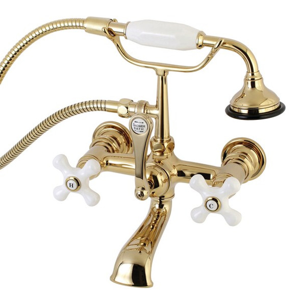 Wall-Mount Clawfoot Tub Faucet, Polished Brass, Tub Wall Mount