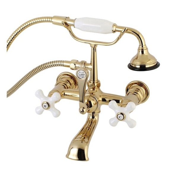 Wall-Mount Clawfoot Tub Faucet, Polished Brass, Tub Wall Mount