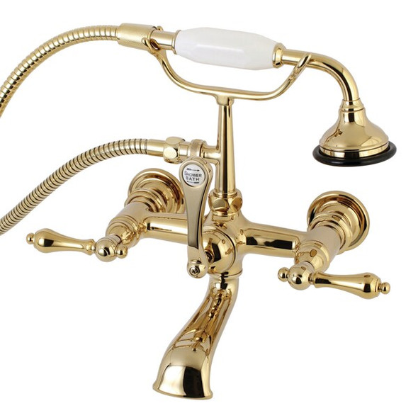 Wall-Mount Clawfoot Tub Faucet, Polished Brass, Tub Wall Mount