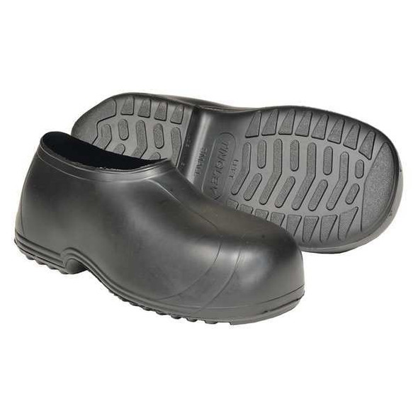 Overshoes, Plain Toe, Natural Rubber, 4 in Height, Pull On Closure, Cleated Sole, Black, 3XL