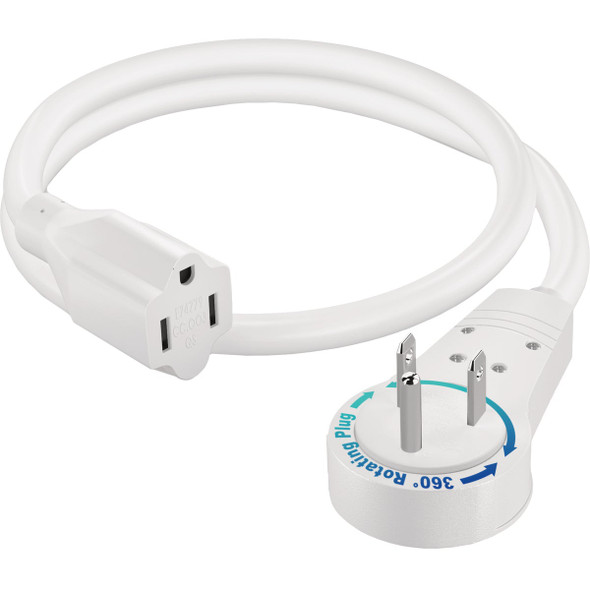 Maximm 1 Ft. 14/3 White 1-Outlet 360 Deg. Rotating Plug Extension Cord