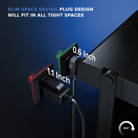 Maximm 1 Ft. 16/3 Black 3-Outlet 360 Deg. Rotating Plug Extension Cord With Removable Hook Maximm 1 Ft. 16/3 Black 3-Outlet 360 Deg. Rotating Plug Extension Cord With Removable Hook