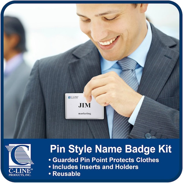 C-Line Products Name Badge,Pin,Insert,3.5 x 2-1/4",PK100 94223