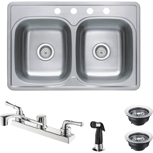 CMI 33x22x6 2hnd Dbl Ss Sink 712-8290
