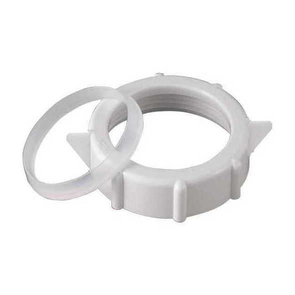 1-1/2" or 1-1/4" Dia, polypropylene, White/Plastic, Slip-Nut And Washer